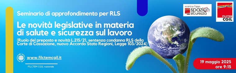 banner diretta seminario per RLS 19 maggio 2025