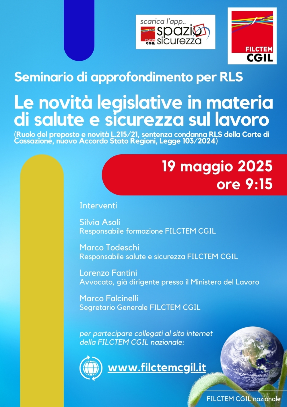 19 maggio 2025 iniziativa RLS FILCTEM CGIL nazionale